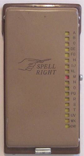 Spell Right, Vintage Manual Flip Open Spelling Aid Device, Metal, Japan