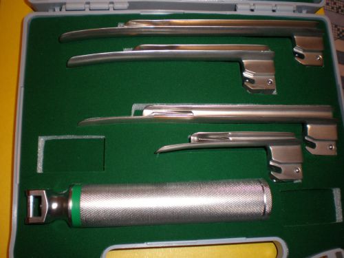 Miller fiber optic laryngoscope set with 4 blades and c size handle for sale