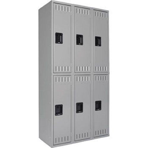 6 Lockers 36&#034;W x 18&#034;D Gray For Office Warehouse Restaurant Work C633278