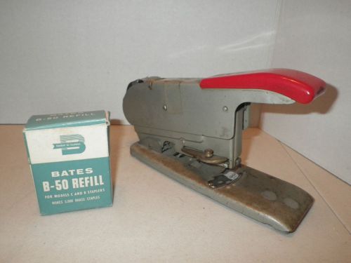 Vintage Bates Model C Wire Feed Stapler w/ Wire Loaded + B50 Extra Wire Reel
