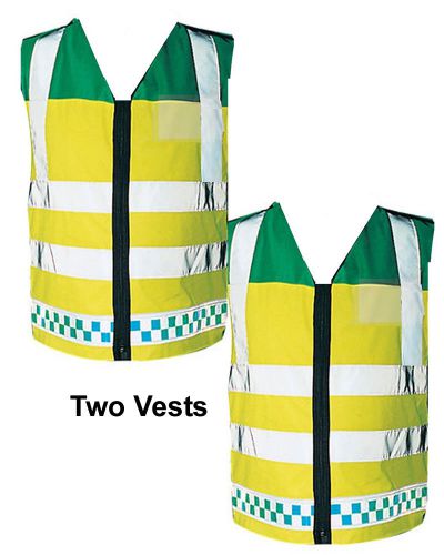 Two Paramedic EMT Vests Waistcoat Ambulance Reflective Emergency Hi Visiblilty