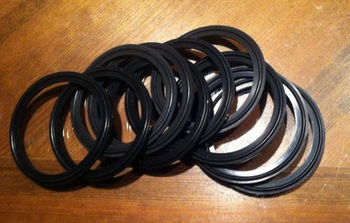 LOT OF (10) 3&#034; FKM SANITARY TRI-CLAMP GASKETS, BLACK NEW OLD STOCK