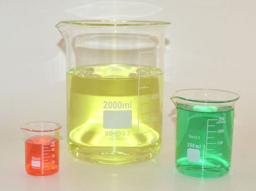 Beaker set 2000 250 50 ml griffin borosilicate glass beakers lab new measuring for sale
