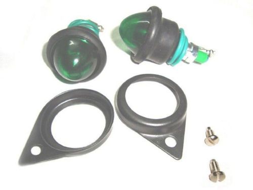 2 Pieces Of Hi Quality Complete 12V Green Pilot Lamps Assembly + Bulbs Black Rim