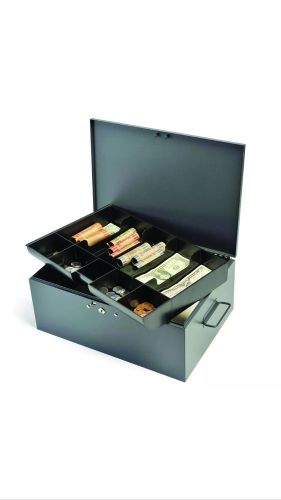 SteelMaster Extra Large Cash Box with Handles, Key Lock, Gray - MMF221F15TGRA