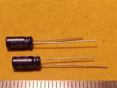 25 – surge electrolytic radial capacitor 33 mfd 16 v 20% sre33m16v 85 deg. c. for sale