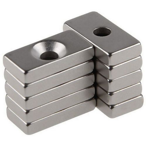 3/5/10pcs Super Strong Block Magnets 20x10x4mm Hole 4mm Rare Earth Neodymium N50