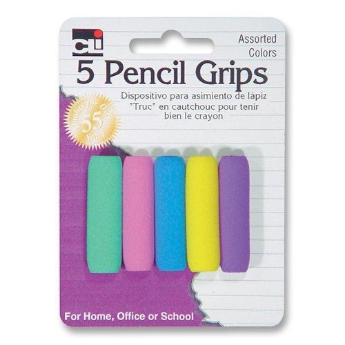 Charles Leonard Pencil Grips, Soft Cushioned Foam, Assorted Colors, 5/Card