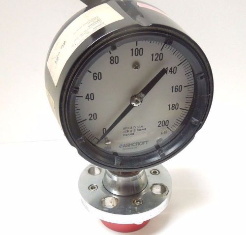 Ashcroft  psi gauge 4-1/2&#034;  0-200 psi diaphragm seal hast phenolic case &lt;071h1 for sale