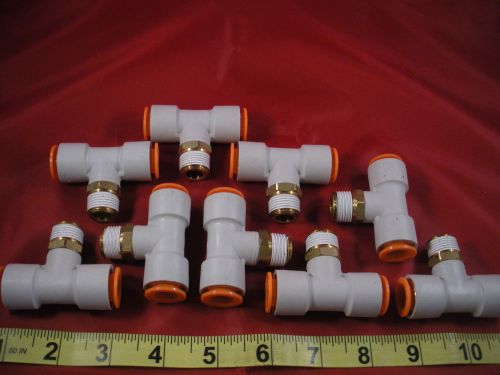 SMC KQ2T13-36S Lot of (9) Fittings 1/2&#034; Male Connector Brass Branch Tee Nnb New