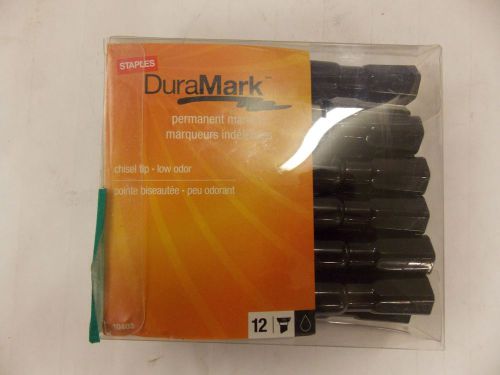 STAPLES DURAMARK PERMANENT MARKERS 12 COUNT CHISEL POINT BLACK