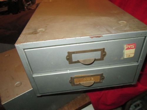 vintage industrial steampunk metal cabinet 2 drawers storage 9&#034; x 17&#034; drawer