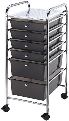 New Smoke Finish 6-Tier Rolling Storage Cart Drawer/Organizer Tools Set HQ ...