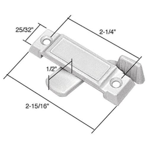 White Sliding Window Lock with 2-1/4&#034; Screw Holes &amp; 5/8&#034; Latch Projection F2592