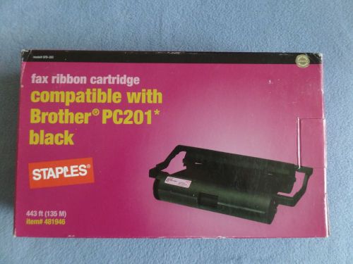 Staples brother pc201 black fax ribbon cartridge 443&#039; #481946 new in box for sale