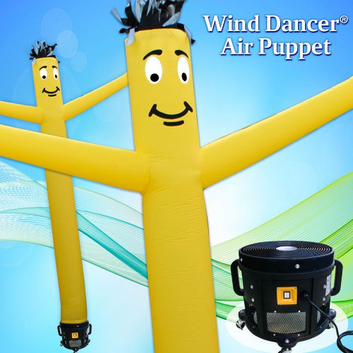 20&#039; yellow wind dancer air puppet sky wavy man dancing inflatable tube + blower for sale