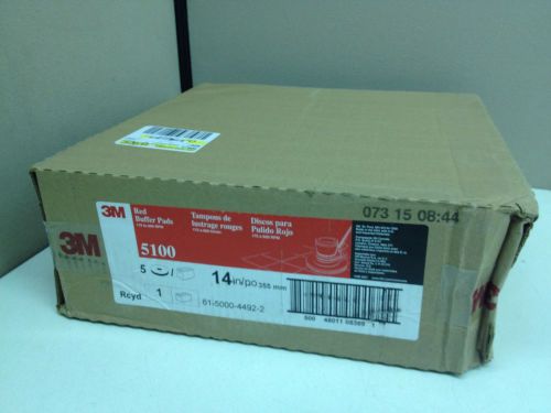 BOX of 5 3M Red 5100 Buffer Pads 14&#034; 175-600RPM