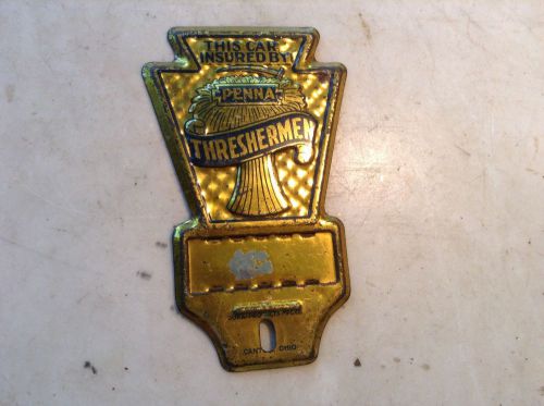 Vintage License Plate Topper Penna Threshermen Insurance Canton, OH