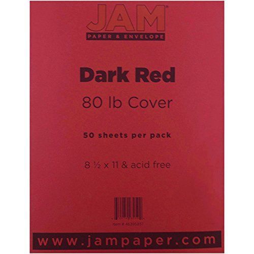 JAM Paper? 8 1/2 x 11 Cardstock - 80 lb Dark Red Cover - 50 sheets per pack