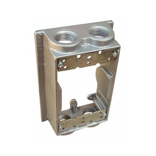 Weatherproof One Gang Flanged Box Extension Adapter in Grey with 4&#034; Outlet Holes