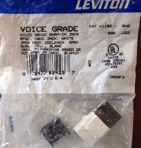 Leviton VOICE GRADE Snap-in Connector Jack CAT 41106-RW6 SAN C22 6P6C white NEW