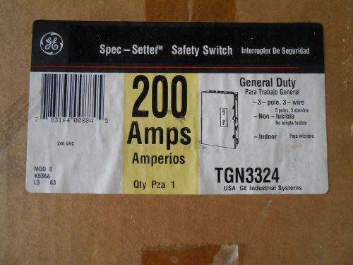 GE TGN3324 SAFETY SWITCH 200 AMP 240 VOLT DISCONNECT