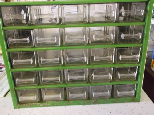 25 DRAWER VINTAGE STORAGE STEEL PLASTIC CABINET FOR SMALL PARTS
