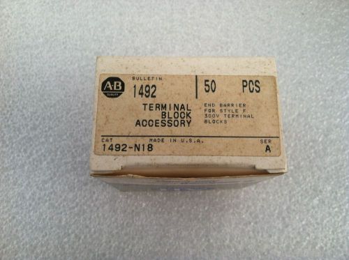 Lot of (50) allen bradley 1492-n18  ser a terminal block end barriers new in box for sale