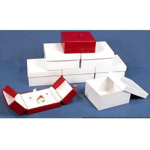 6 red ring &amp; earring snap lid gift boxes 3 1/2&#034; for sale