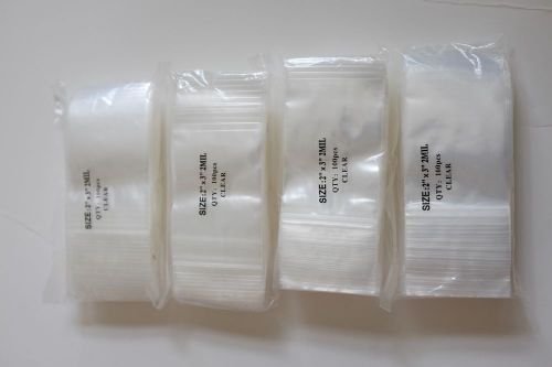 100 2&#034;x3&#034; ZIPLOCK BAGS Clear 2MIL Small POLY BAG RECLOSABLE BAGS Plastic Baggies