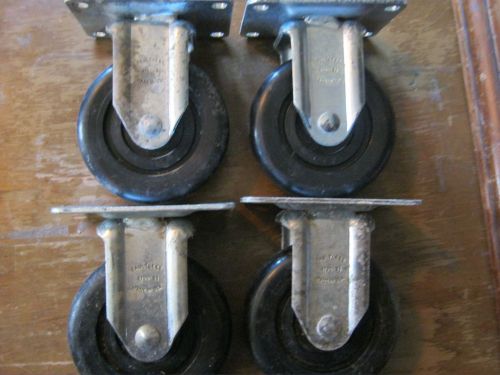 SET OF 4 FAULTLESS 3 1/2 &#034; INCH CASTERS 4700 W/ PLATES USA