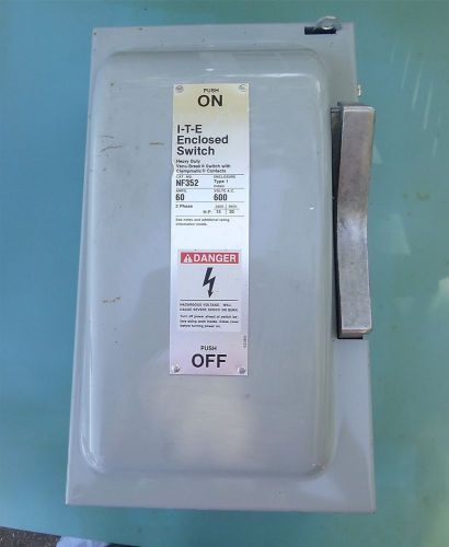 I-T-E Siemens NF352 Heavy Duty Safety Switch 60 Amp 600 Volts 3 Phase 30 HP
