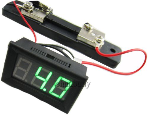 Green dc digital ammeter 0-50a digital amp current monitor amp meter with shunt for sale