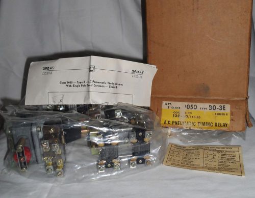 New in Box Old Stock Square D 9050 BO-3E AC Pneumatic Timing Relay B0-3E