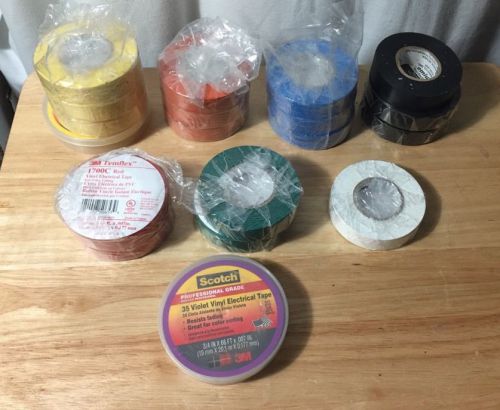 LOT OF 19 ROLLS 3M TEMFLEX COLOR CODING ELECTRICAL TAPE-NEW!!