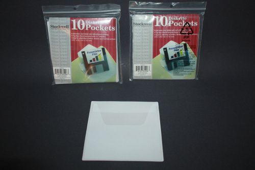 STOCKWELL FLOPPY DISKETTES Vinyl Pockets 4 3/4&#034; x 4 3/4&#034; 2 Package of 10 NEW