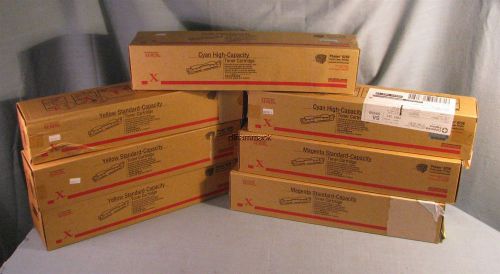 LOT OF 7 GENUINE XEROX PHASER 6250 TONER CARTRIDGES C/M/Y NEW FREE SHIPPING SEE