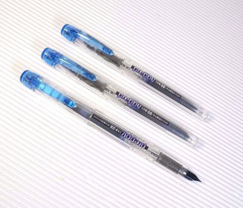 3pcs clear BLUE Platinum Preppy Fountain Pen 0.3 F nib PPQ-200 BLUE ink