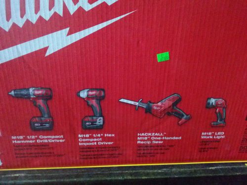 Milwaukee m18 cordless 4-tool combo kit with hammer drill new not refurbished for sale