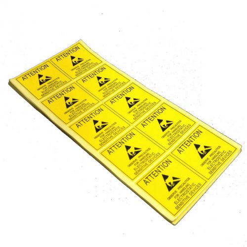 200x attention stickers labels for electrostatic device / 49mm*49mm for sale