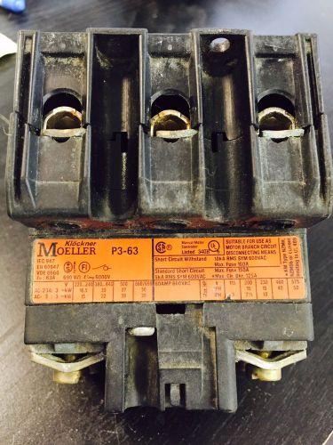 Klockner moeller p3-63 disconnect switch 60 amp 600 vac for sale