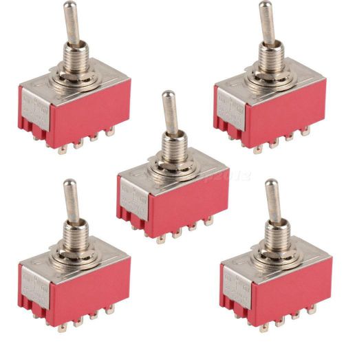 5x 12-Pin Mini Toggle Switch 4PDT 3 Position NO-OFF-NO 2A250V/5A125VAC SWTG