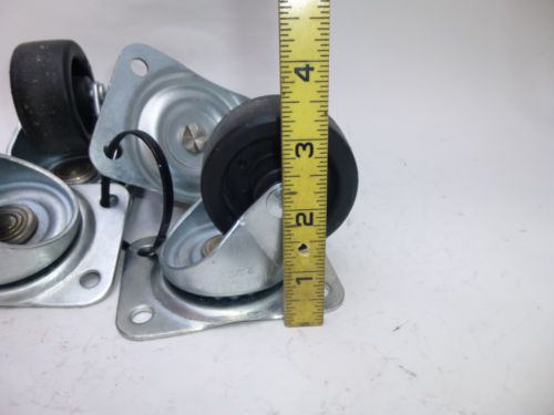 CASTERS [4] RUBBER WHEELS 2 1/4&#034;/ PLATE 2 3/4&#034; x 3 3/4&#034;  EXCELLENT CONDITION