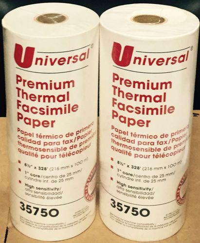 2 Rolls Universal Premium Thermal Facsimile Paper 35750 1&#034; Core 8 1/2 X 328