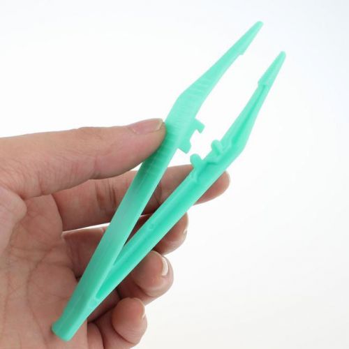 200pcs/lot 5&#034; green disposable forceps plastic tweezer tweezers tools brand new for sale