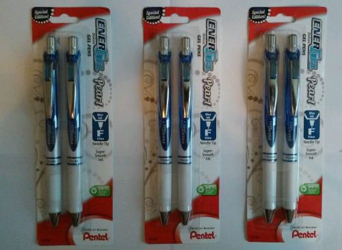 3PKS Pentel EnerGel Pearl Blue, 2CT each, 0.5mm Needle Tip, 6 Pens Total