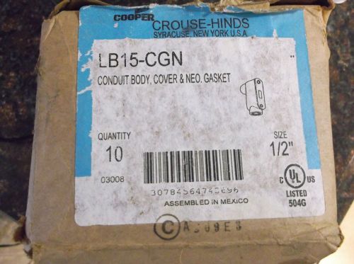 New In Box Crouse-Hinds LB15-CGN 1/2&#034; Metallic Conduit Body Fitting
