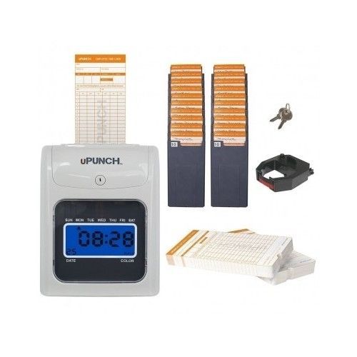 Electronic Time Clock Punch Card Manage Employee Work Hours Attendance Slot Rack