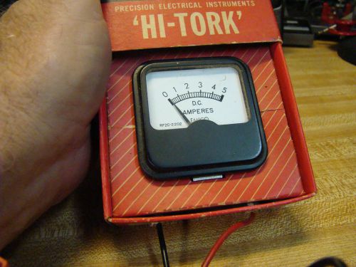 Vintage Emico Hi-Tork0 to 5 AMPS  DC Panel Meter. In Box Nice Model 2202