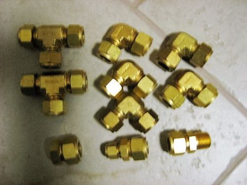Lot of 10 new swagelok 8 5/8&#034; od tube x tube brass fittings for sale
